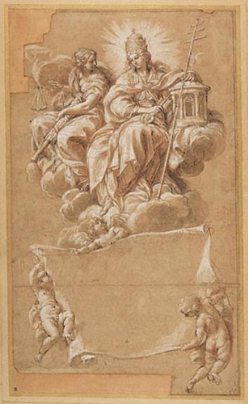 WikiOO.org - Encyclopedia of Fine Arts - Malba, Artwork Carlo Maratta - Faith and Justice Enthroned