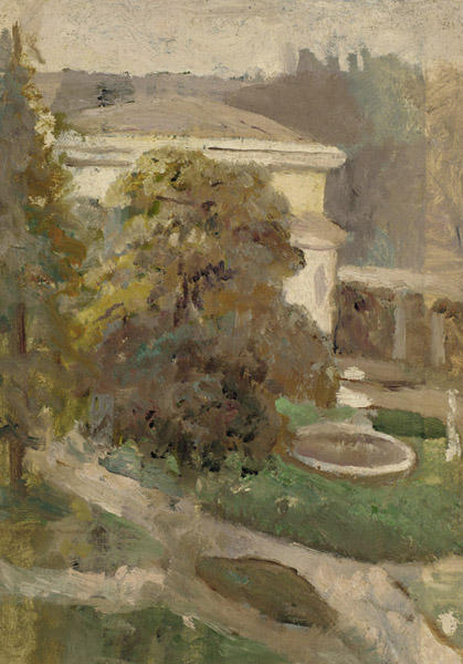 Wikioo.org - The Encyclopedia of Fine Arts - Painting, Artwork by Cecilia Beaux - Landscape with Villa and Fountain