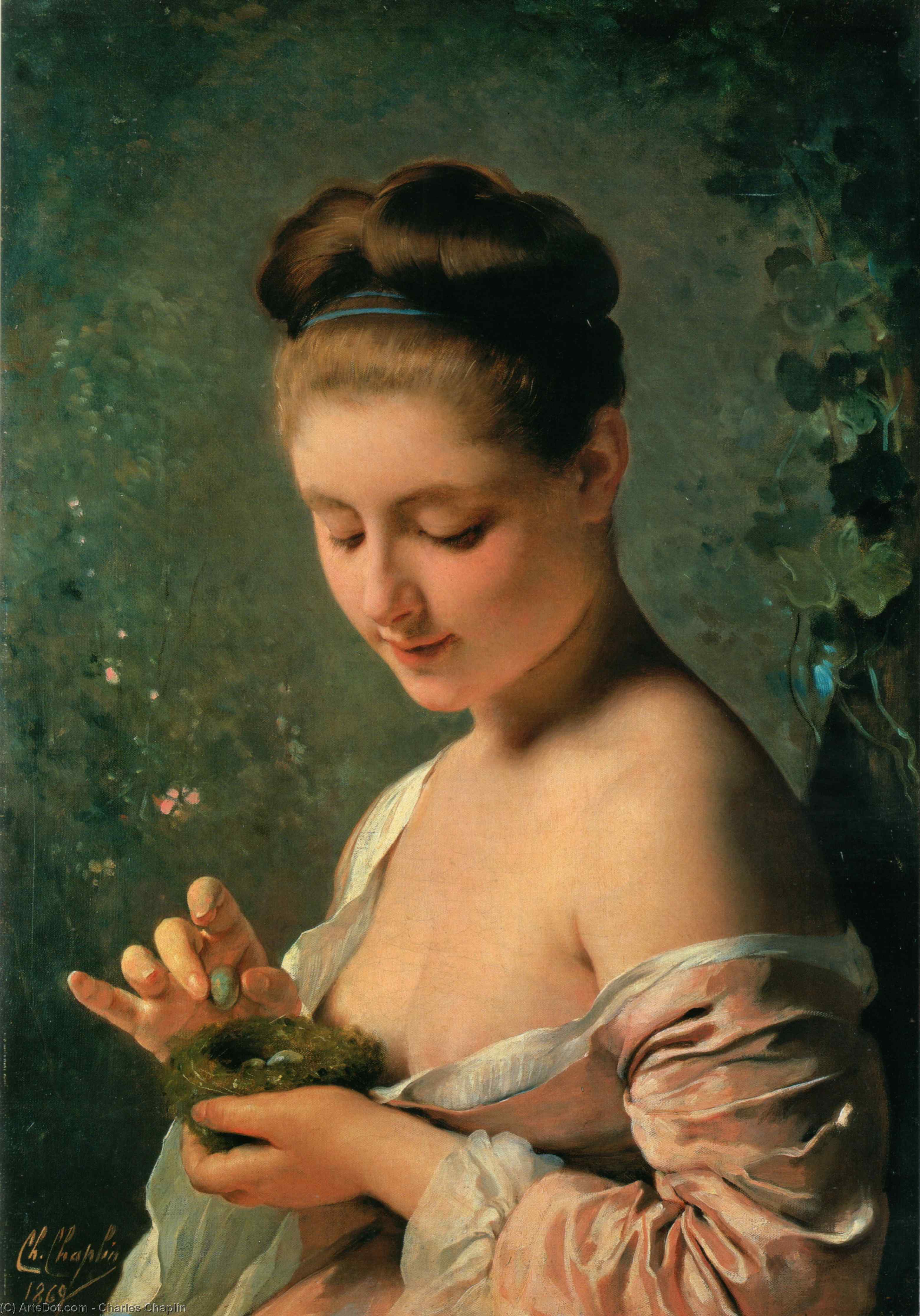 Wikioo.org - The Encyclopedia of Fine Arts - Painting, Artwork by Charles Chaplin - Girl with a nest