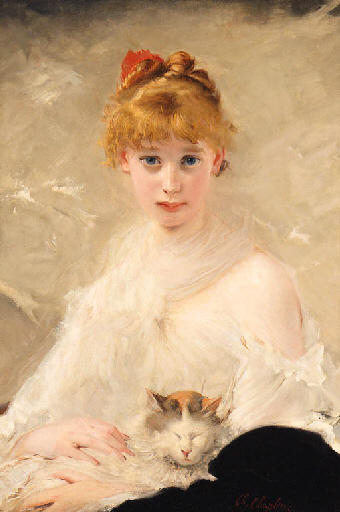 WikiOO.org - Encyclopedia of Fine Arts - Maľba, Artwork Charles Chaplin - La jeune fille au chat