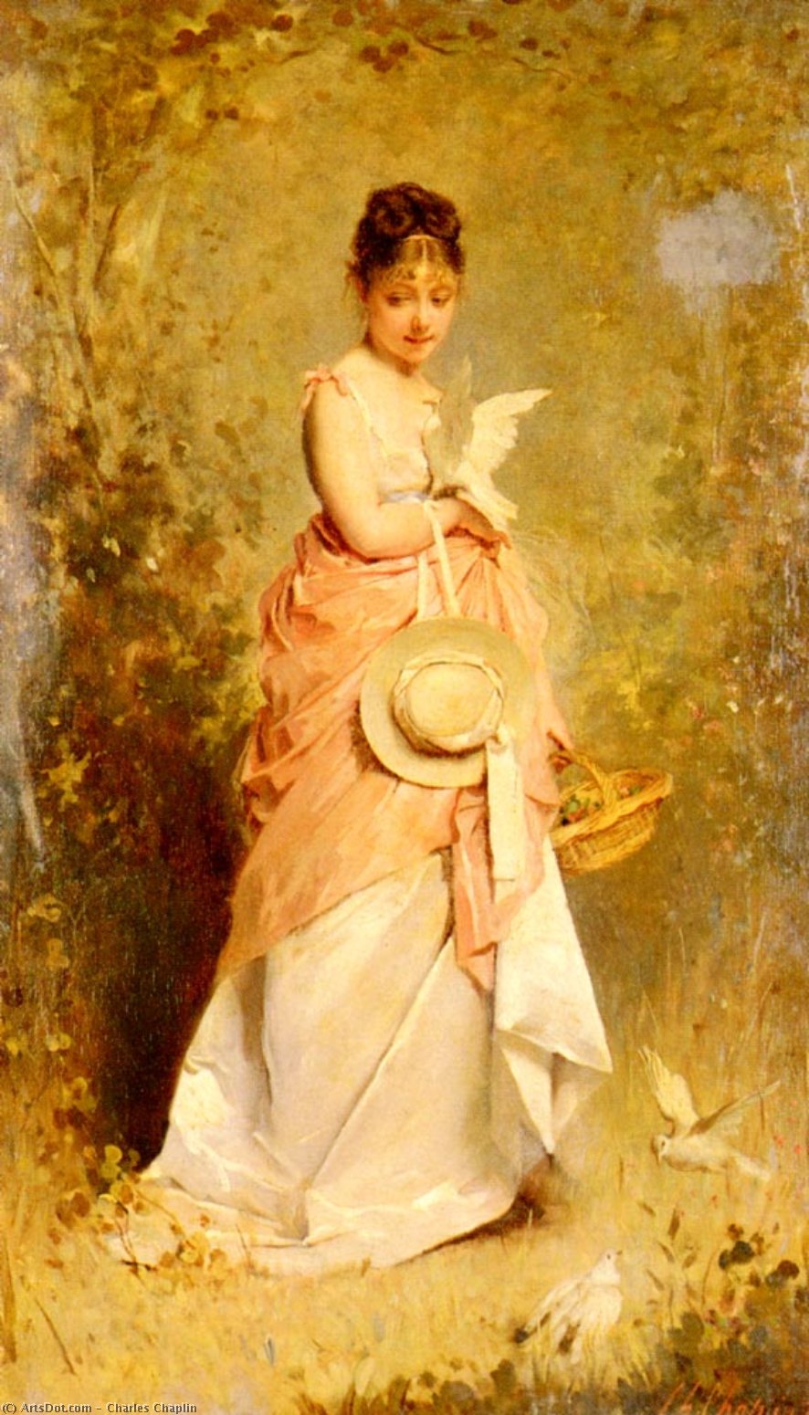 Wikioo.org - The Encyclopedia of Fine Arts - Painting, Artwork by Charles Chaplin - La Jeune Fille Aux Colombes