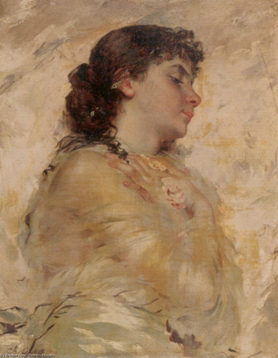 WikiOO.org - אנציקלופדיה לאמנויות יפות - ציור, יצירות אמנות Charles Chaplin - Portrait of a Young Woman in Profile