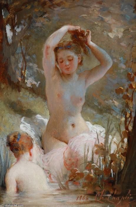 Wikioo.org - The Encyclopedia of Fine Arts - Painting, Artwork by Charles Chaplin - Two Girls Bathing 1