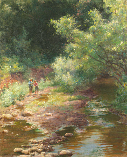 Wikioo.org - The Encyclopedia of Fine Arts - Painting, Artwork by Charles Courtney Curran - Along the Creek