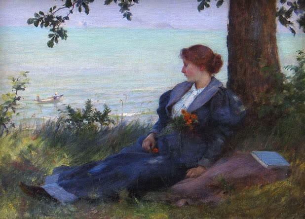 Wikioo.org - The Encyclopedia of Fine Arts - Painting, Artwork by Charles Courtney Curran - An afternoon respite