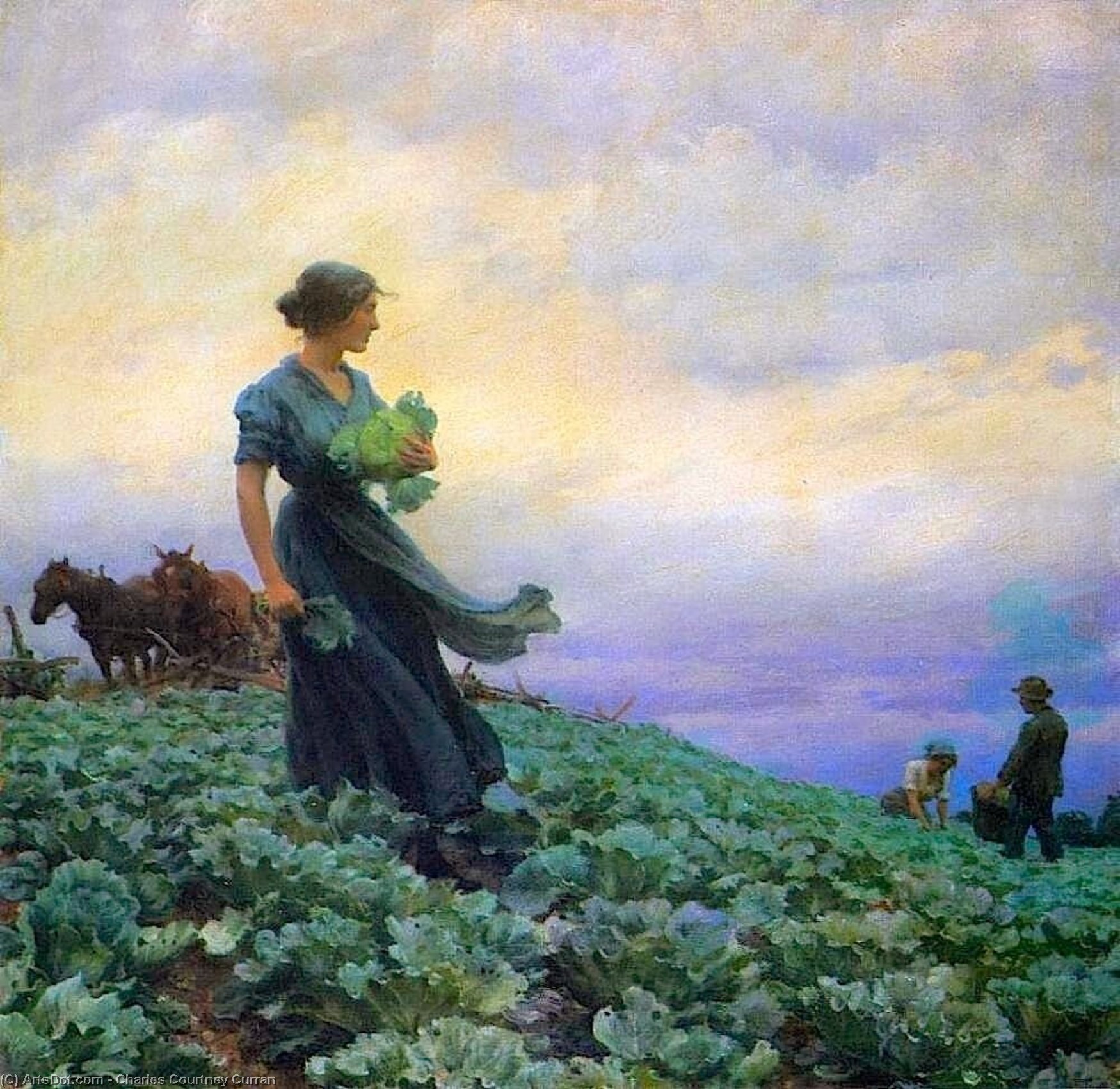 WikiOO.org - Enciclopedia of Fine Arts - Pictura, lucrări de artă Charles Courtney Curran - The Cabbage Field