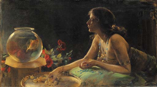 Wikioo.org - The Encyclopedia of Fine Arts - Painting, Artwork by Charles Courtney Curran - The Goldfish