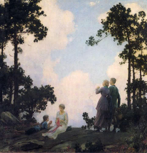 WikiOO.org - Encyclopedia of Fine Arts - Maalaus, taideteos Charles Courtney Curran - Under The Pines