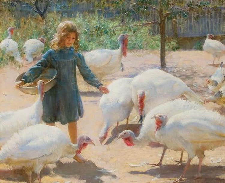 Wikioo.org - The Encyclopedia of Fine Arts - Painting, Artwork by Charles Courtney Curran - White turkeys