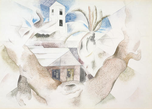 Wikioo.org - สารานุกรมวิจิตรศิลป์ - จิตรกรรม Charles Demuth - Bermuda Number 1, Tree and House