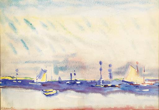 WikiOO.org - Encyclopedia of Fine Arts - Maľba, Artwork Charles Demuth - Boats and Sea