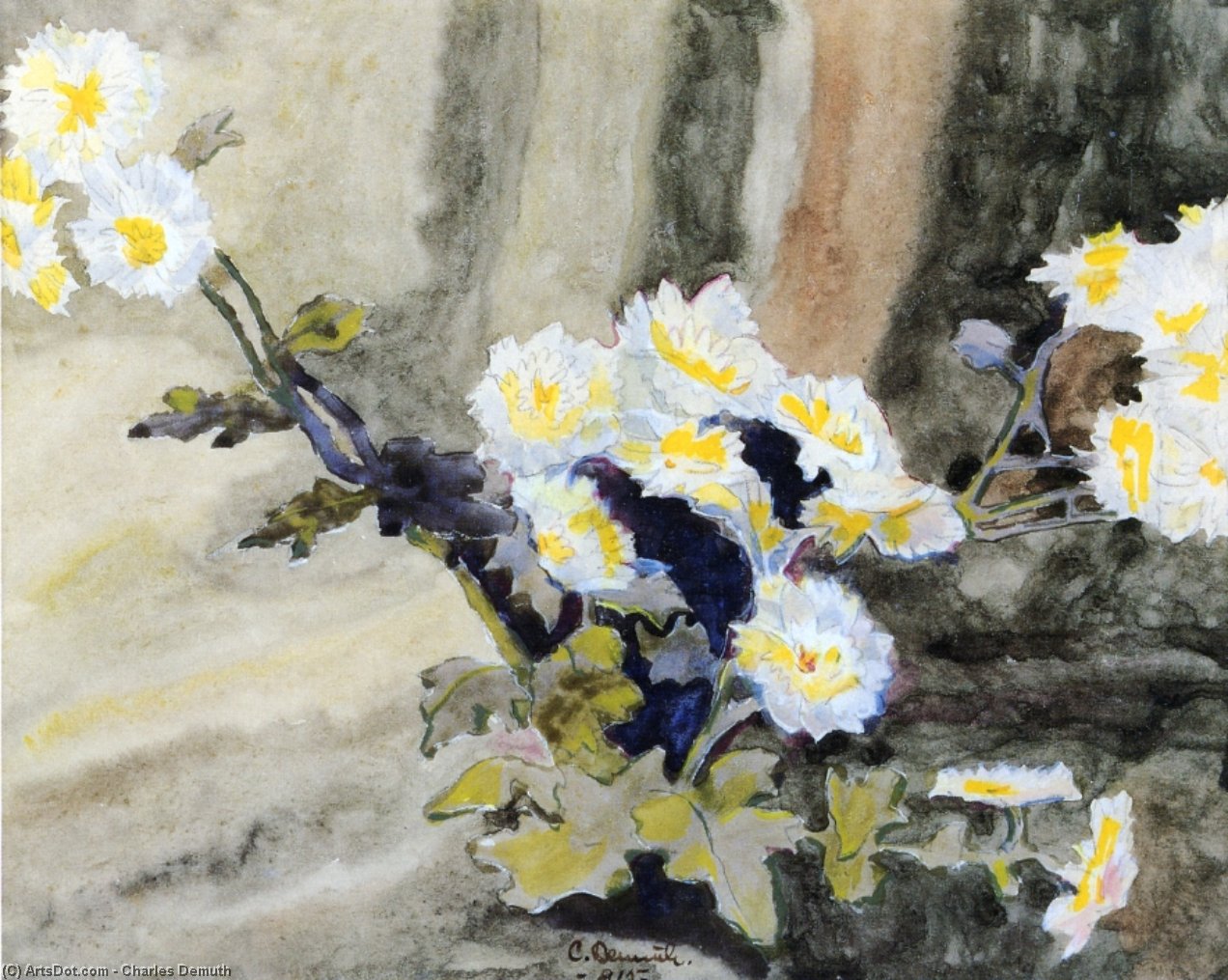 Wikioo.org - The Encyclopedia of Fine Arts - Painting, Artwork by Charles Demuth - Floral Still Life (aka Wild Daisies)