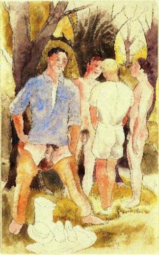WikiOO.org - Encyclopedia of Fine Arts - Maľba, Artwork Charles Demuth - Four male figures