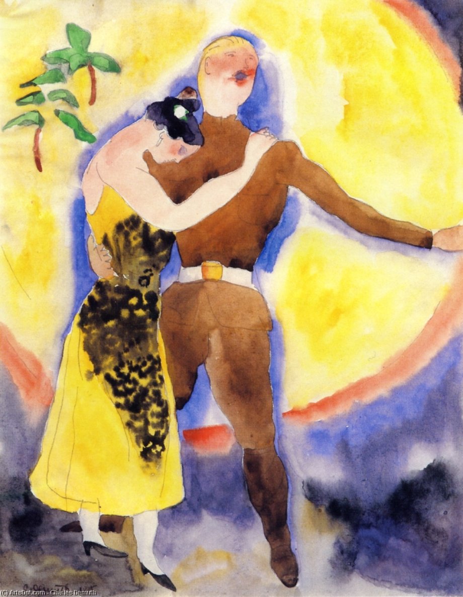 Wikioo.org - The Encyclopedia of Fine Arts - Painting, Artwork by Charles Demuth - In Vaudeville. Soldier and Girlfriend