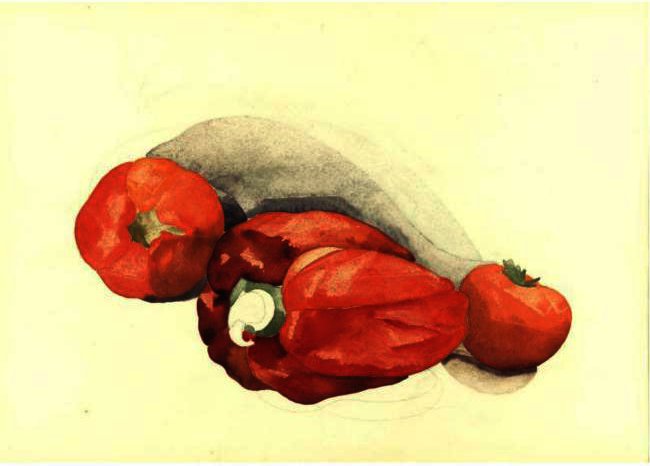Wikioo.org – La Enciclopedia de las Bellas Artes - Pintura, Obras de arte de Charles Demuth - pimienta y tomates