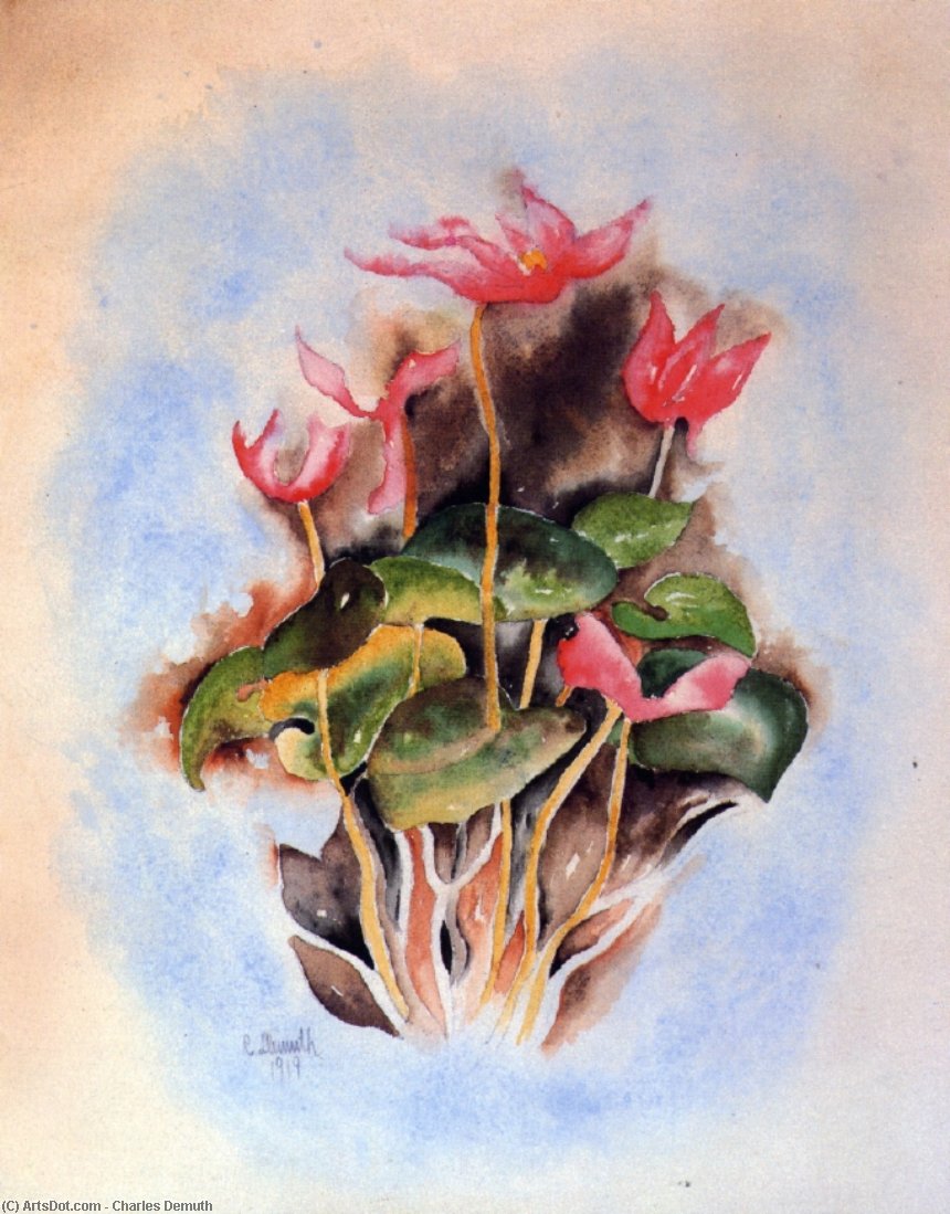 Wikioo.org - The Encyclopedia of Fine Arts - Painting, Artwork by Charles Demuth - Pink Cyclamen