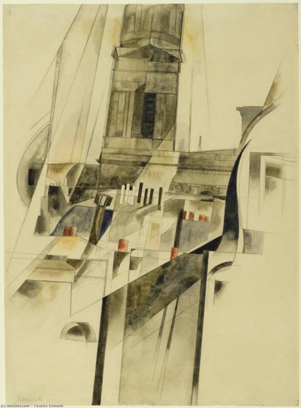 WikiOO.org - Encyclopedia of Fine Arts - Malba, Artwork Charles Demuth - Roofs and Steeple