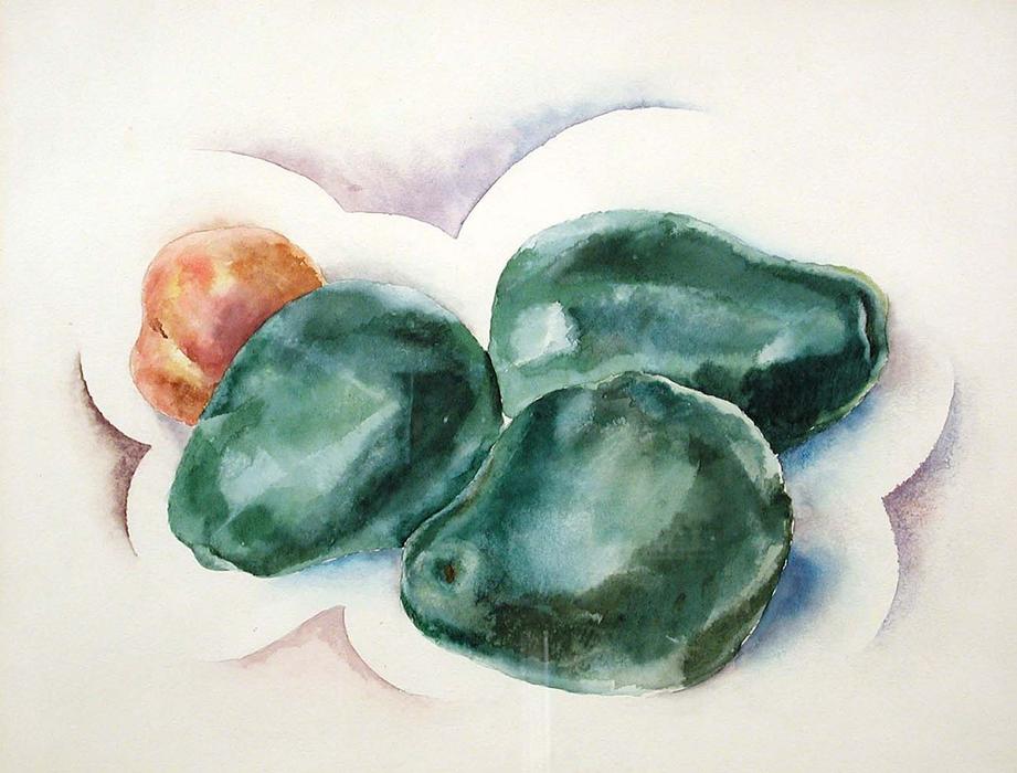 Wikioo.org - The Encyclopedia of Fine Arts - Painting, Artwork by Charles Demuth - Three Pears and a Peach