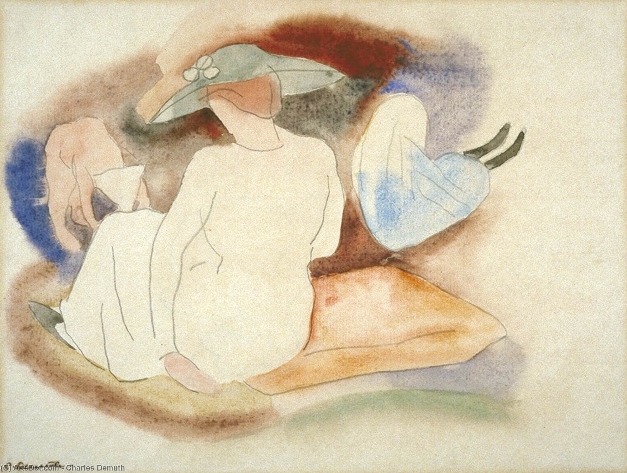 Wikioo.org - สารานุกรมวิจิตรศิลป์ - จิตรกรรม Charles Demuth - Woman with Hat and 2 Figures