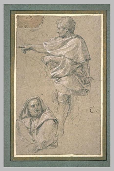 WikiOO.org - Encyclopedia of Fine Arts - Maľba, Artwork Charles Le Brun - Cavalier drapé. Homme drapé à mi-corps