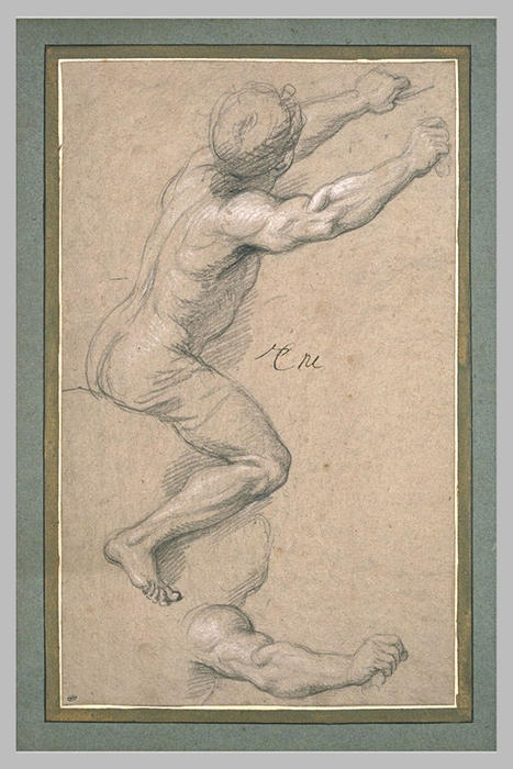 WikiOO.org - Encyclopedia of Fine Arts - Målning, konstverk Charles Le Brun - Cavalier, de profil, les deux bras en avant ; bras