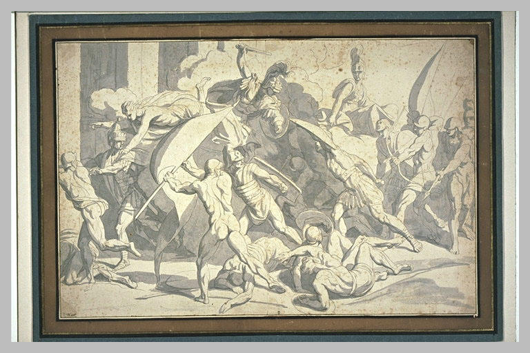 Wikioo.org - Die Enzyklopädie bildender Kunst - Malerei, Kunstwerk von Charles Le Brun - Combat de guerriers Vetus à l antique