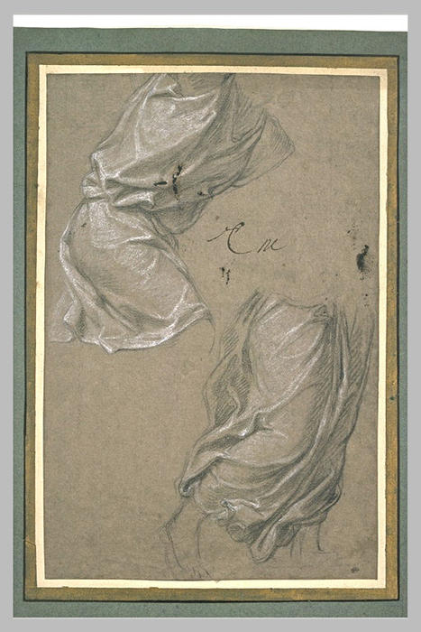 Wikioo.org - The Encyclopedia of Fine Arts - Painting, Artwork by Charles Le Brun - Deux études de draperie