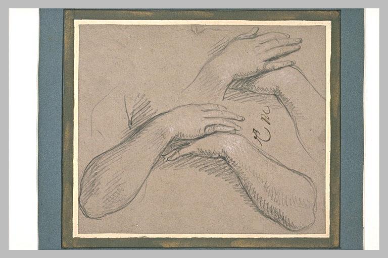 WikiOO.org - Encyclopedia of Fine Arts - Maleri, Artwork Charles Le Brun - Deux études de mains, posées l'une sur l'autre