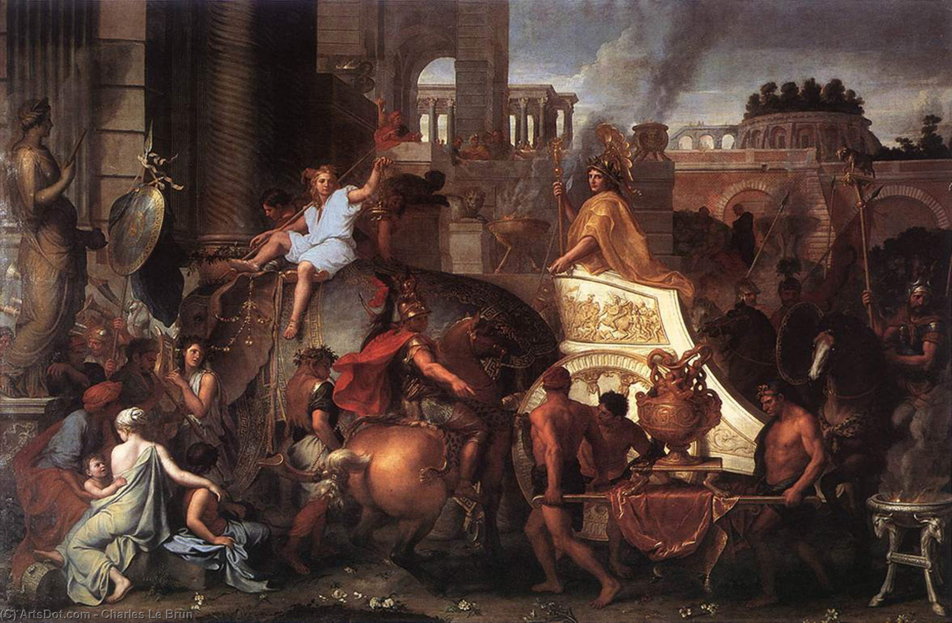 Wikioo.org - The Encyclopedia of Fine Arts - Painting, Artwork by Charles Le Brun - Entry of Alexander into Babylon