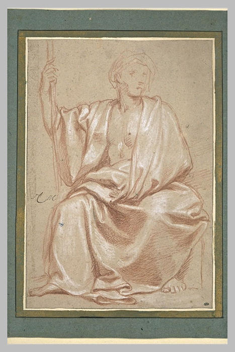 WikiOO.org - Enciclopedia of Fine Arts - Pictura, lucrări de artă Charles Le Brun - Homme drapé, assis