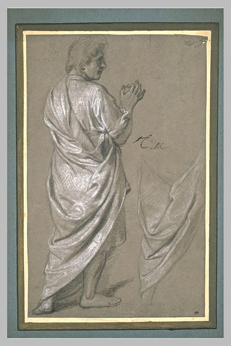 Wikioo.org - The Encyclopedia of Fine Arts - Painting, Artwork by Charles Le Brun - Homme drapé, vu presque de dos, la tête de profil