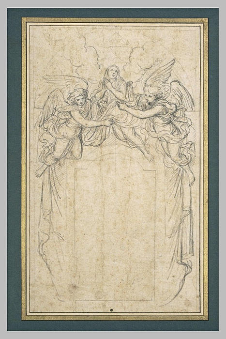 WikiOO.org - Encyclopedia of Fine Arts - Malba, Artwork Charles Le Brun - La Madeleine soutenue par deux anges