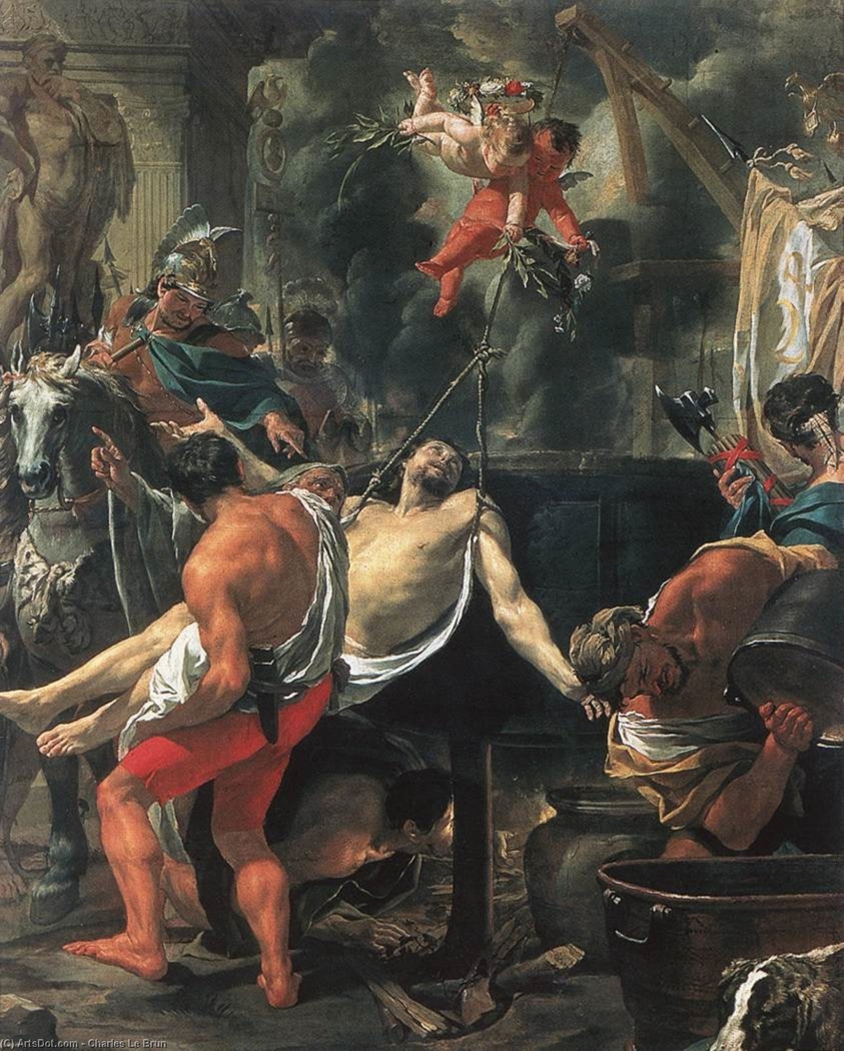 WikiOO.org - Encyclopedia of Fine Arts - Maľba, Artwork Charles Le Brun - Martyrdom of St John the Evangelist at Porta Latina