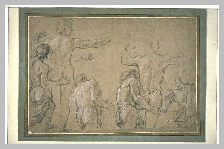 WikiOO.org - Encyclopedia of Fine Arts - Maleri, Artwork Charles Le Brun - Quatre études de deux hommes