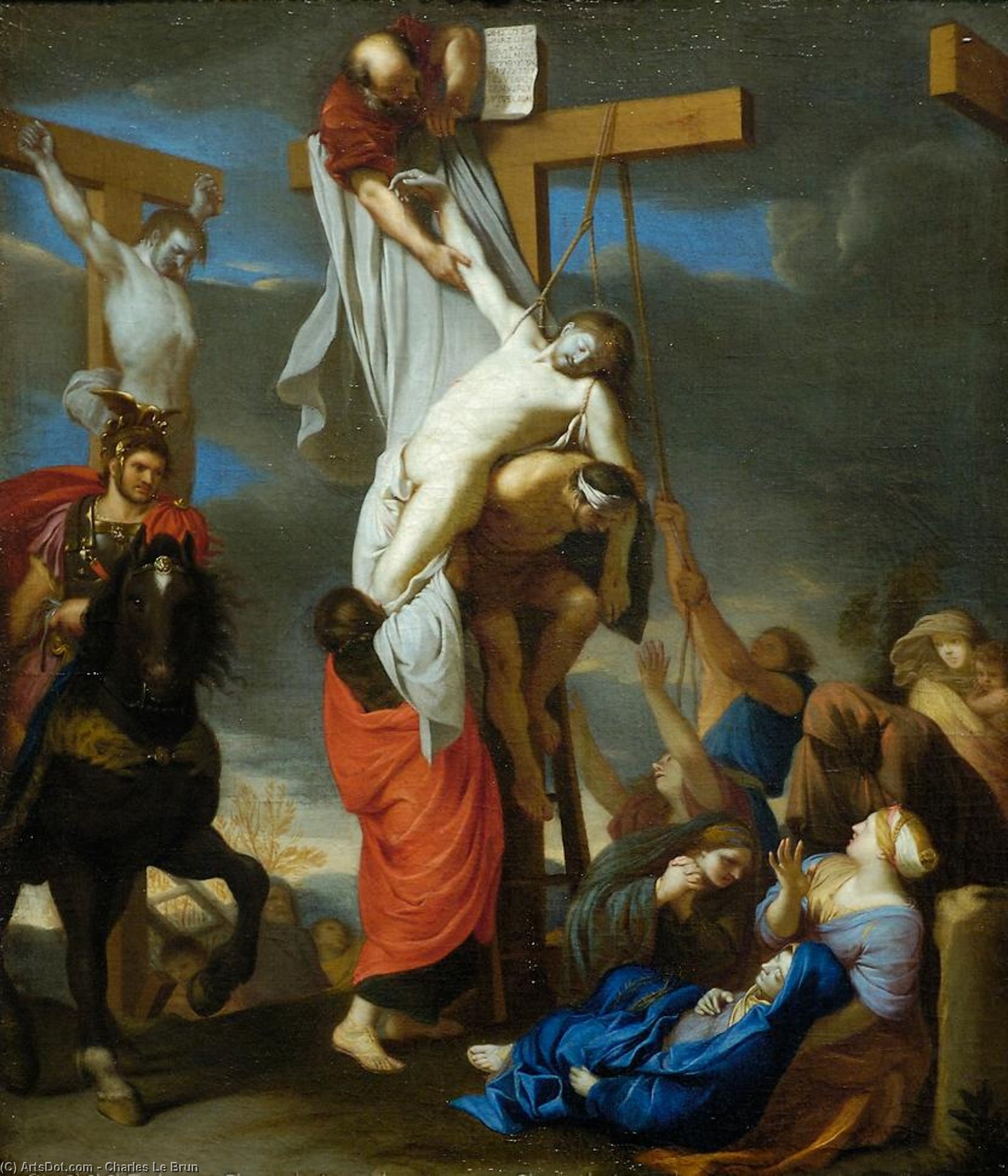WikiOO.org - אנציקלופדיה לאמנויות יפות - ציור, יצירות אמנות Charles Le Brun - The Descent from the Cross
