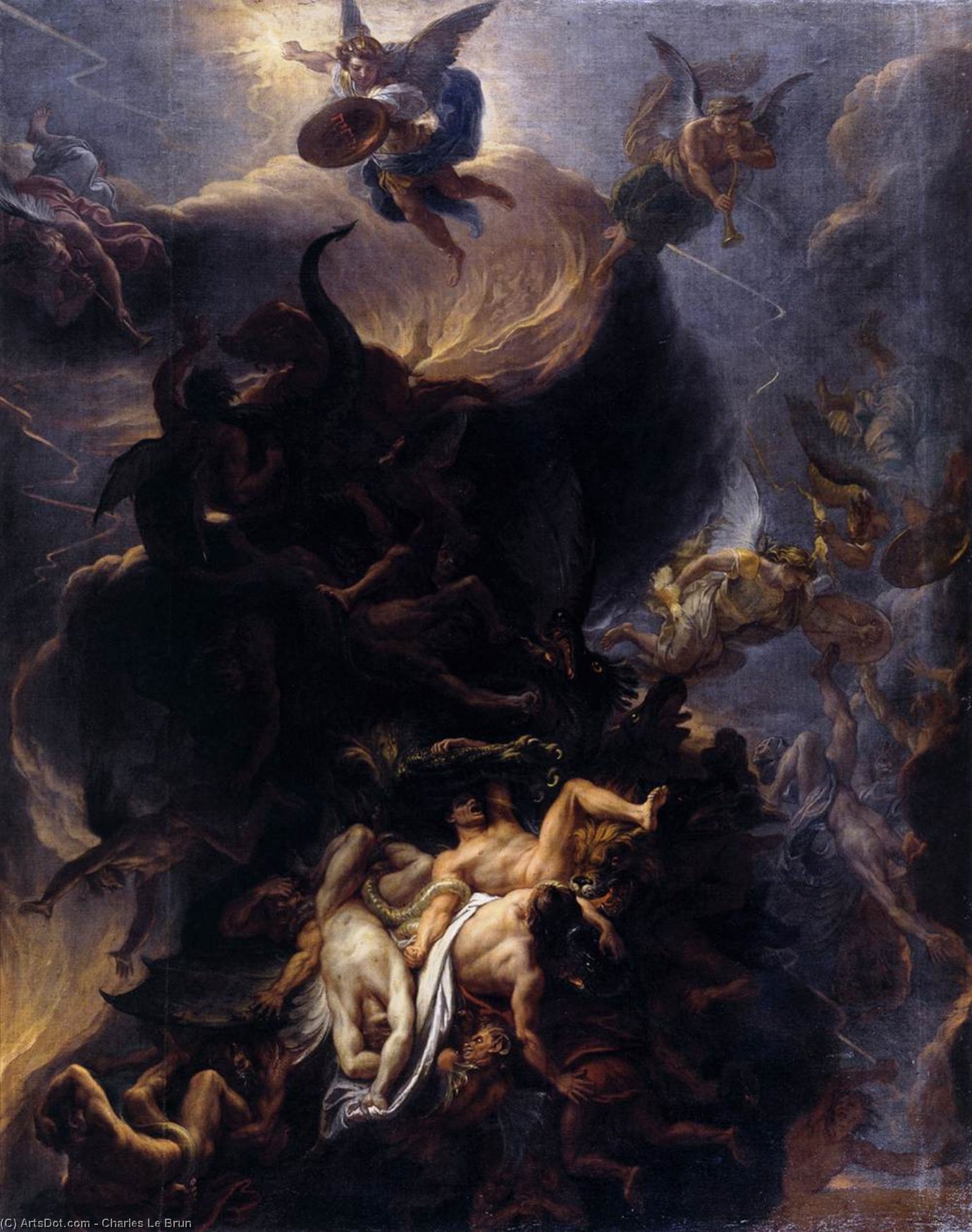 Wikioo.org – L'Encyclopédie des Beaux Arts - Peinture, Oeuvre de Charles Le Brun - la chute des anges rebelles
