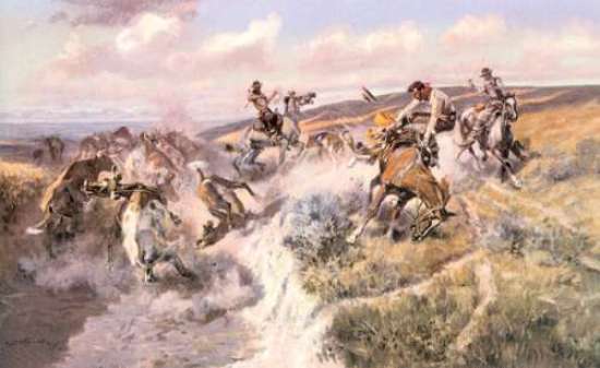 Wikioo.org - The Encyclopedia of Fine Arts - Painting, Artwork by Charles Marion Russell - A Tight Dally and a Loose Latigo