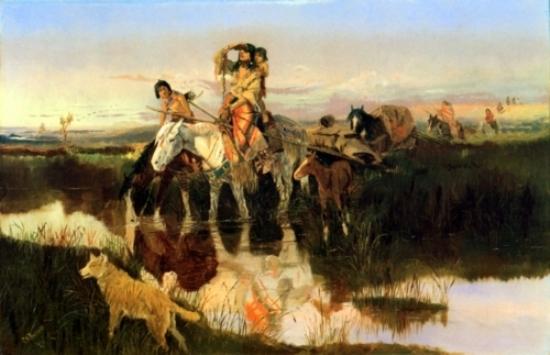 WikiOO.org - Encyclopedia of Fine Arts - Schilderen, Artwork Charles Marion Russell - Bringing Up the Trail