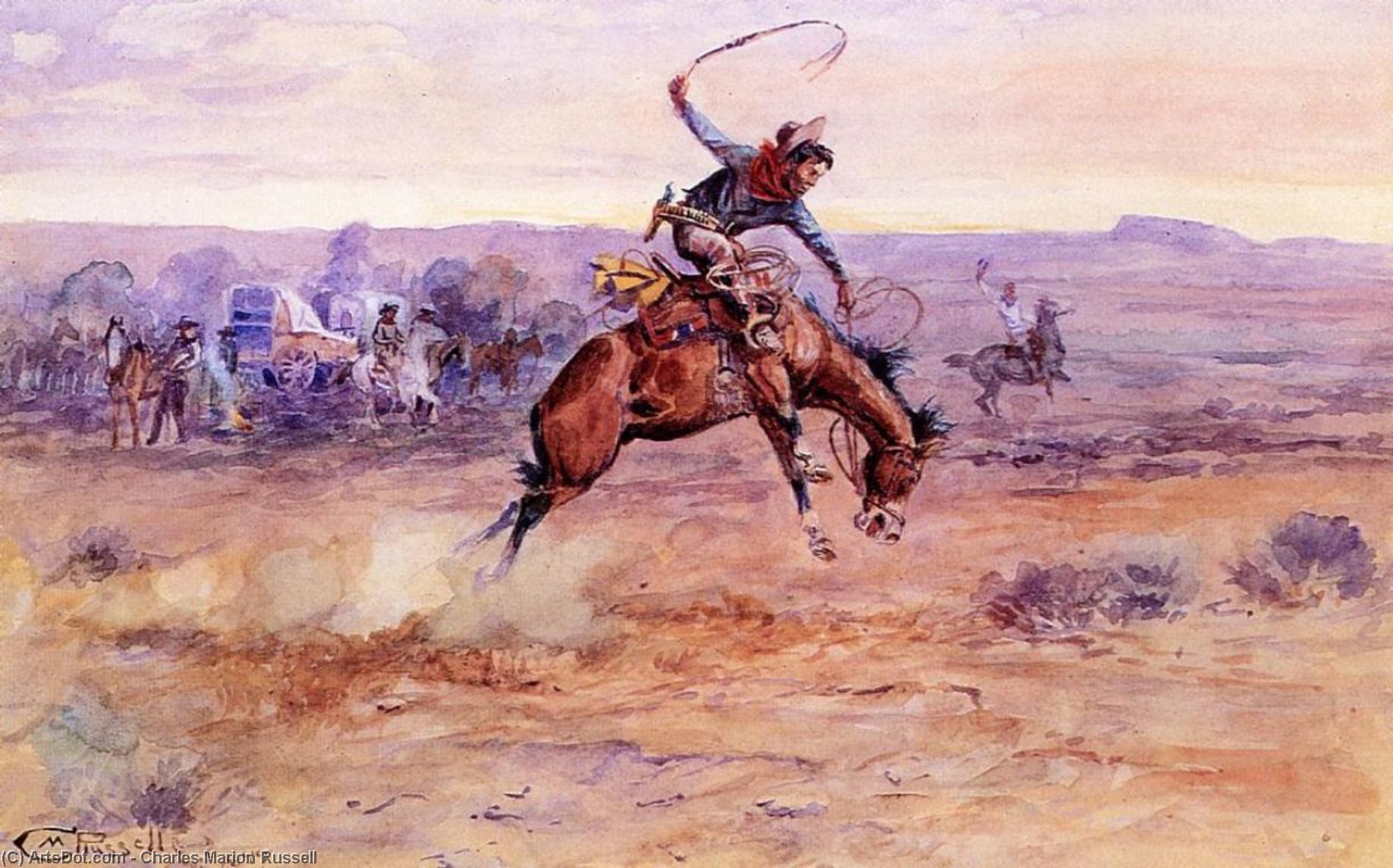 Wikioo.org - The Encyclopedia of Fine Arts - Painting, Artwork by Charles Marion Russell - Bucking Bronco