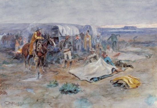 Wikioo.org – L'Encyclopédie des Beaux Arts - Peinture, Oeuvre de Charles Marion Russell - Appeler les chevaux ou Get Your Cordes