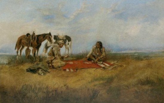 Wikioo.org - The Encyclopedia of Fine Arts - Painting, Artwork by Charles Marion Russell - Coon-Can - Two Horses