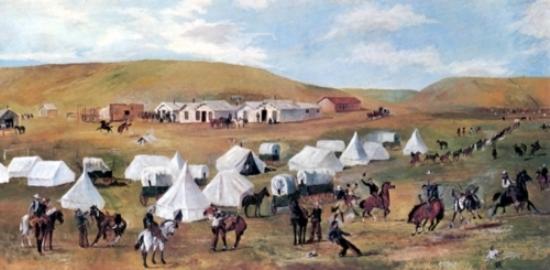 WikiOO.org - Εγκυκλοπαίδεια Καλών Τεχνών - Ζωγραφική, έργα τέχνης Charles Marion Russell - Cowboy Camp During the Roundup