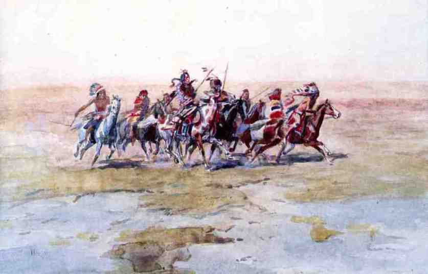 WikiOO.org - 백과 사전 - 회화, 삽화 Charles Marion Russell - Cree War Party