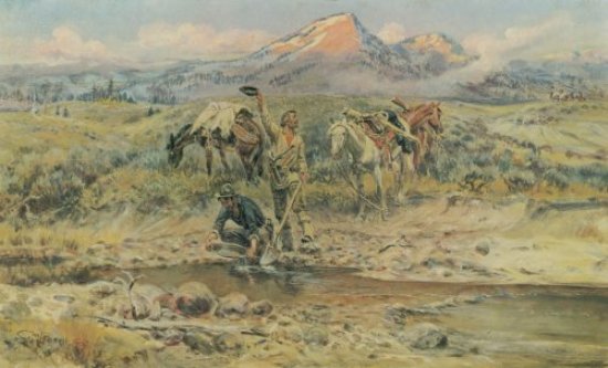 Wikioo.org - The Encyclopedia of Fine Arts - Painting, Artwork by Charles Marion Russell - Discovery of Last Chance Gulch