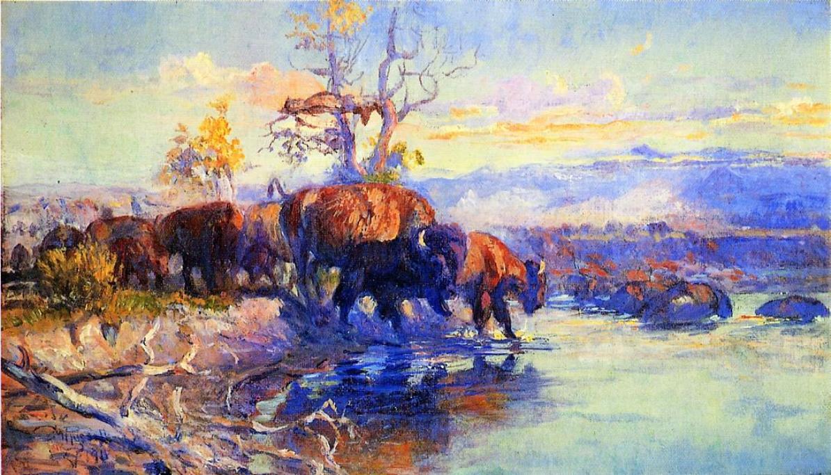 Wikioo.org - The Encyclopedia of Fine Arts - Painting, Artwork by Charles Marion Russell - His Heart Sleeps