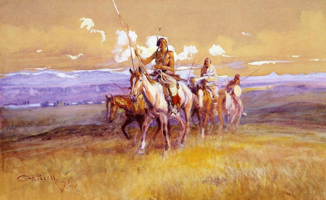WikiOO.org - Encyclopedia of Fine Arts - Maľba, Artwork Charles Marion Russell - Indian Party