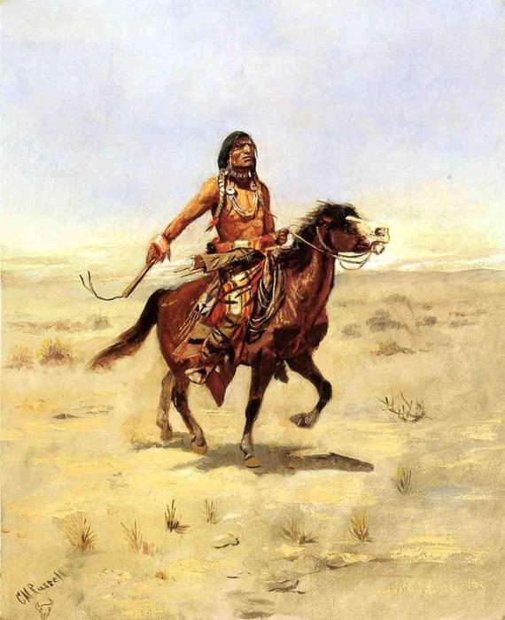 Wikioo.org – L'Encyclopédie des Beaux Arts - Peinture, Oeuvre de Charles Marion Russell - indien motard
