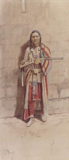 WikiOO.org - Encyclopedia of Fine Arts - Lukisan, Artwork Charles Marion Russell - Indian with his Winchester