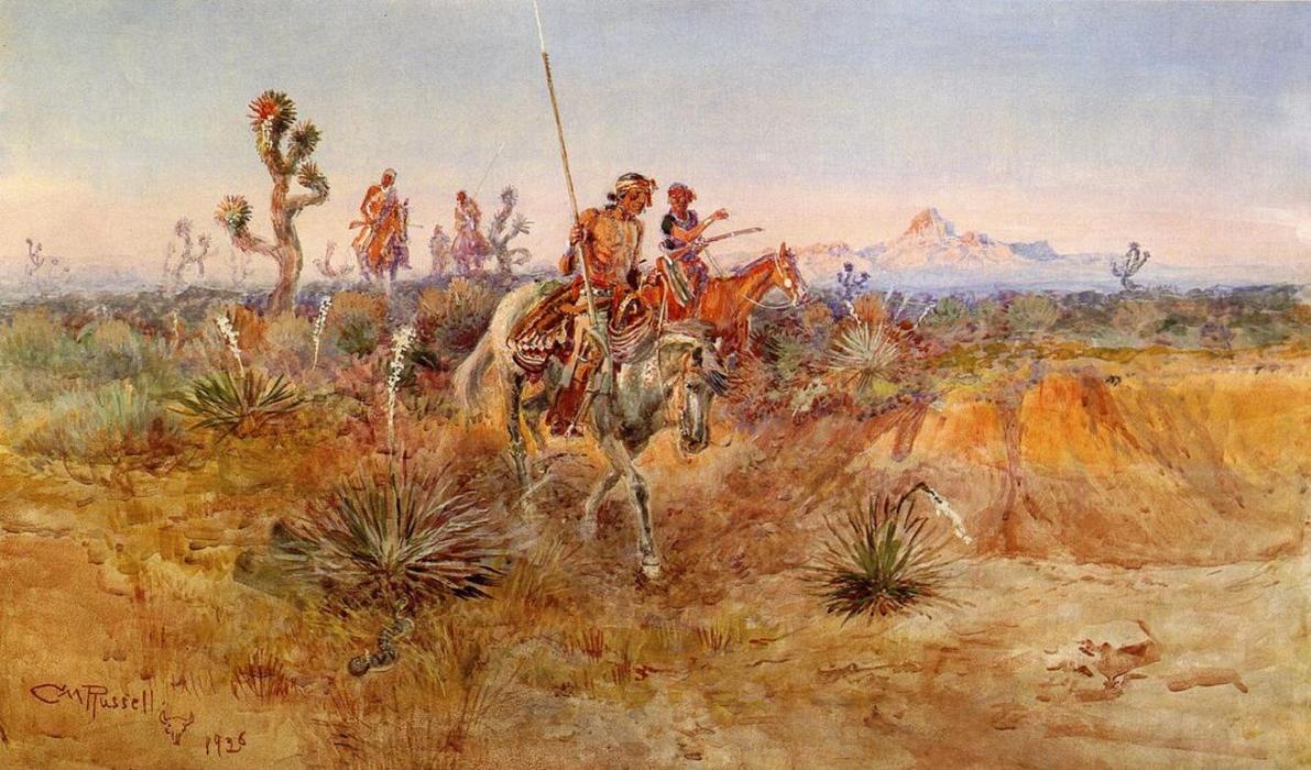 WikiOO.org - Εγκυκλοπαίδεια Καλών Τεχνών - Ζωγραφική, έργα τέχνης Charles Marion Russell - Navajo Trackers