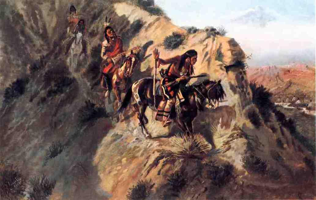 Wikioo.org - The Encyclopedia of Fine Arts - Painting, Artwork by Charles Marion Russell - Scouting the Enemy